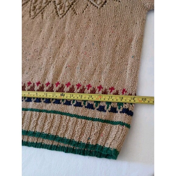 VTG Neutral Tan Nordic Norwegian Fair Isle Sweater Knit Speckled Capsule Small - Picture 6 of 8
